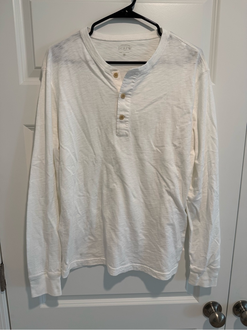 White J Crew Henley Size Medium